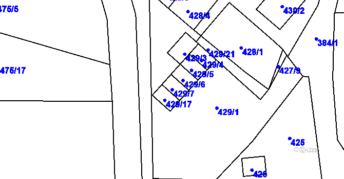 Parcela st. 429/7 v KÚ Ostrovačice, Katastrální mapa