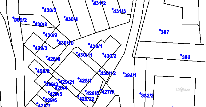 Parcela st. 430/2 v KÚ Ostrovačice, Katastrální mapa