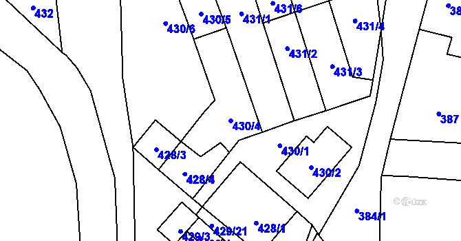 Parcela st. 430/4 v KÚ Ostrovačice, Katastrální mapa