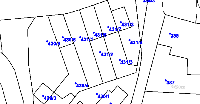 Parcela st. 431/2 v KÚ Ostrovačice, Katastrální mapa