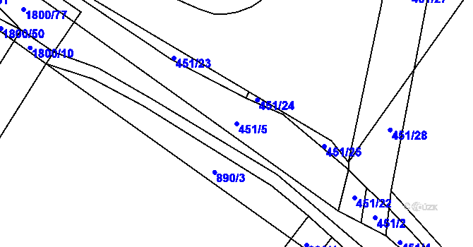 Parcela st. 451/5 v KÚ Ostrovačice, Katastrální mapa