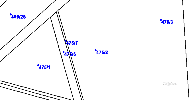 Parcela st. 475/2 v KÚ Ostrovačice, Katastrální mapa