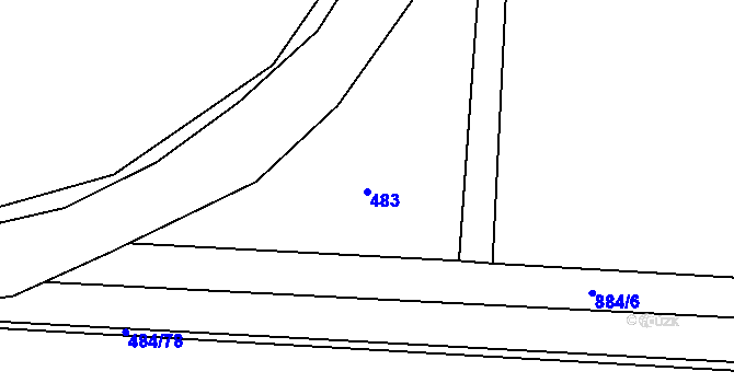 Parcela st. 483 v KÚ Ostrovačice, Katastrální mapa