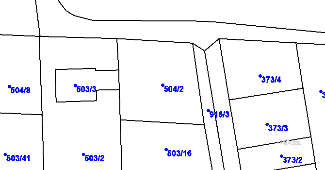 Parcela st. 504/2 v KÚ Ostrovačice, Katastrální mapa