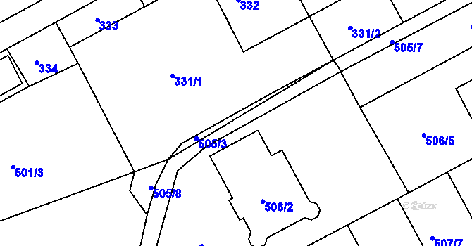 Parcela st. 505 v KÚ Ostrovačice, Katastrální mapa