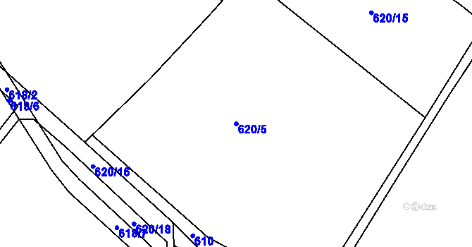 Parcela st. 620/5 v KÚ Ostrovačice, Katastrální mapa