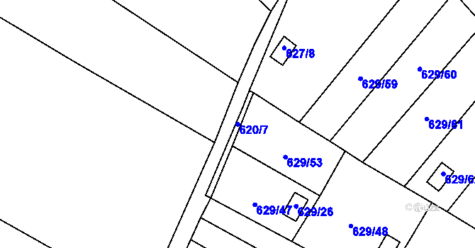 Parcela st. 620/7 v KÚ Ostrovačice, Katastrální mapa