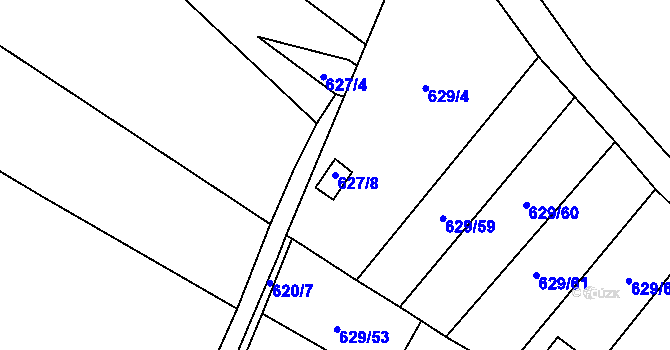 Parcela st. 627/8 v KÚ Ostrovačice, Katastrální mapa