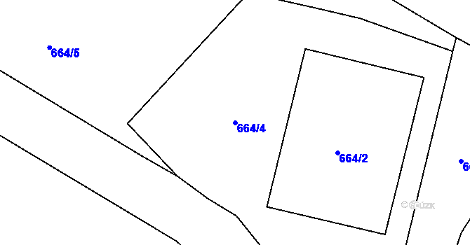 Parcela st. 664/4 v KÚ Ostrovačice, Katastrální mapa