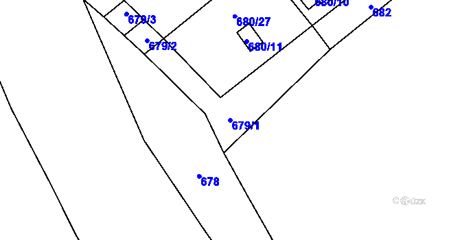 Parcela st. 679/1 v KÚ Ostrovačice, Katastrální mapa