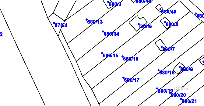 Parcela st. 680/15 v KÚ Ostrovačice, Katastrální mapa