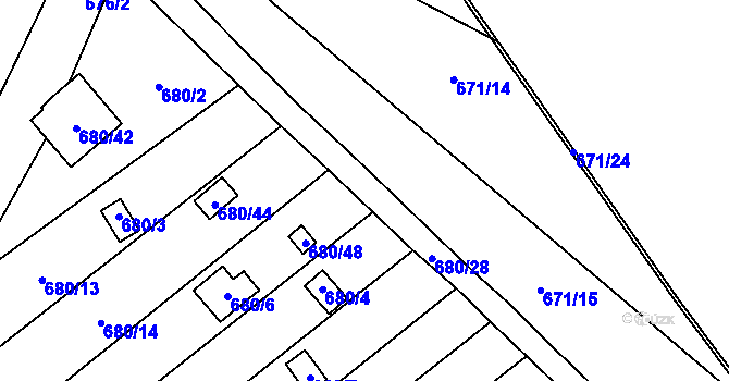 Parcela st. 680/31 v KÚ Ostrovačice, Katastrální mapa