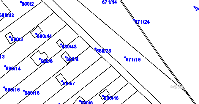 Parcela st. 680/33 v KÚ Ostrovačice, Katastrální mapa