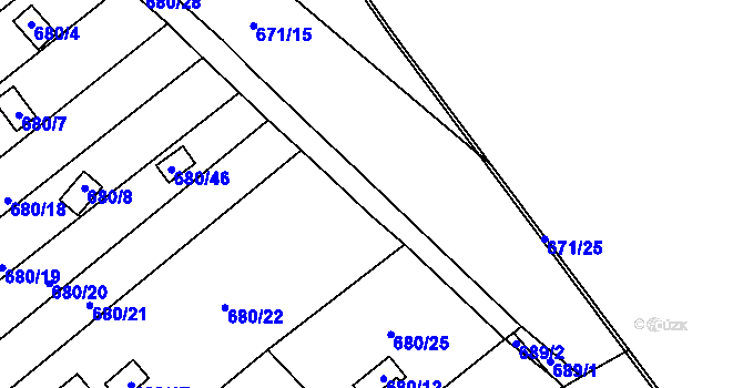 Parcela st. 680/39 v KÚ Ostrovačice, Katastrální mapa