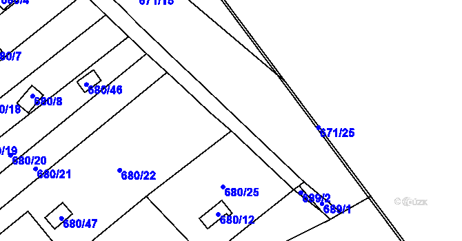 Parcela st. 680/40 v KÚ Ostrovačice, Katastrální mapa