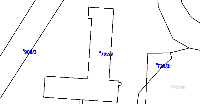 Parcela st. 722/2 v KÚ Ostrovačice, Katastrální mapa