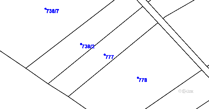 Parcela st. 777 v KÚ Ostrovačice, Katastrální mapa