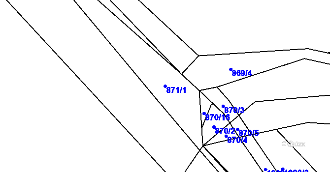 Parcela st. 871/1 v KÚ Ostrovačice, Katastrální mapa