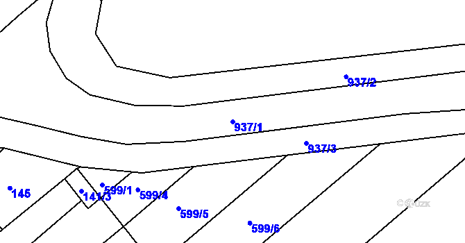 Parcela st. 937/1 v KÚ Ostrovačice, Katastrální mapa