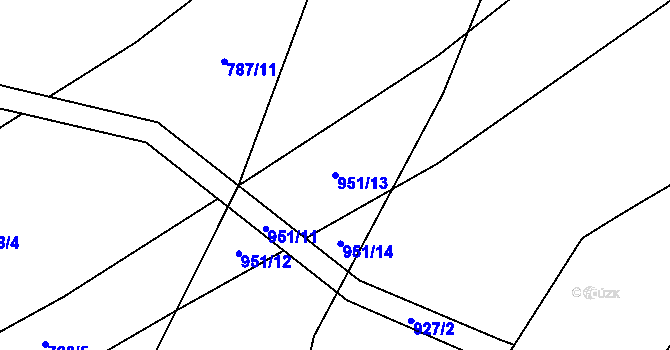 Parcela st. 951/13 v KÚ Ostrovačice, Katastrální mapa