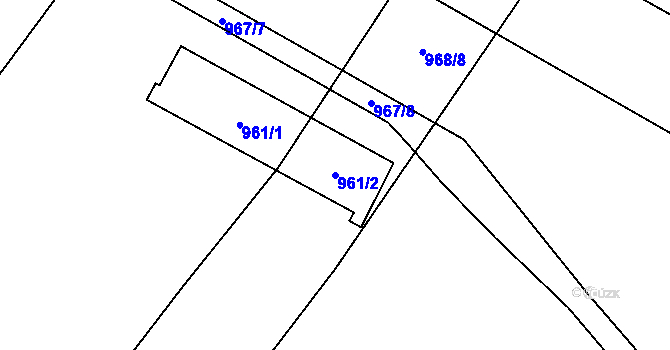 Parcela st. 961/2 v KÚ Ostrovačice, Katastrální mapa