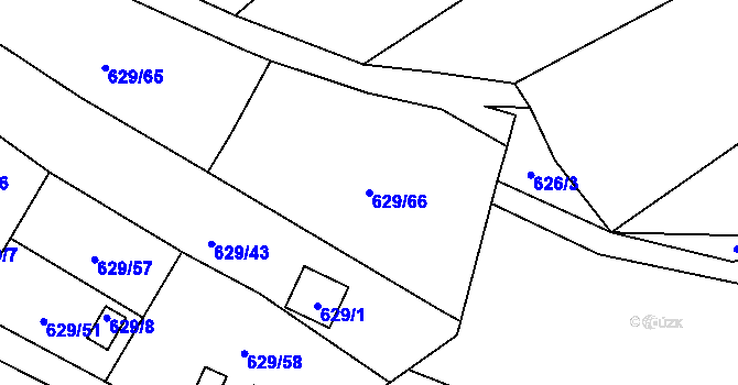 Parcela st. 629/66 v KÚ Ostrovačice, Katastrální mapa
