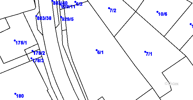 Parcela st. 6/1 v KÚ Ostrovačice, Katastrální mapa