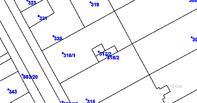 Parcela st. 317/2 v KÚ Ostrovačice, Katastrální mapa