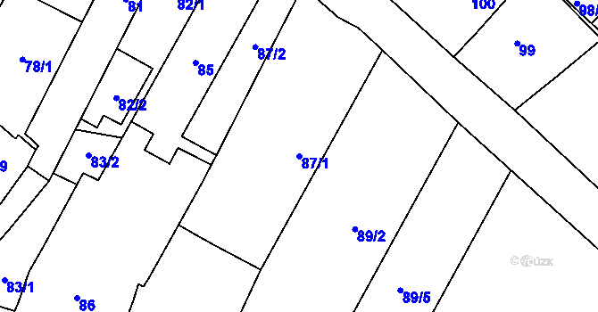 Parcela st. 87/1 v KÚ Ostrovačice, Katastrální mapa