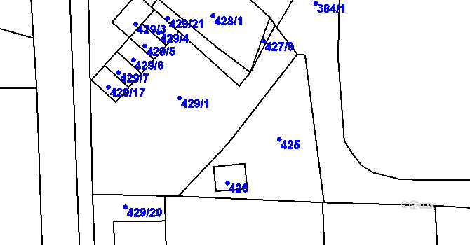 Parcela st. 427/6 v KÚ Ostrovačice, Katastrální mapa