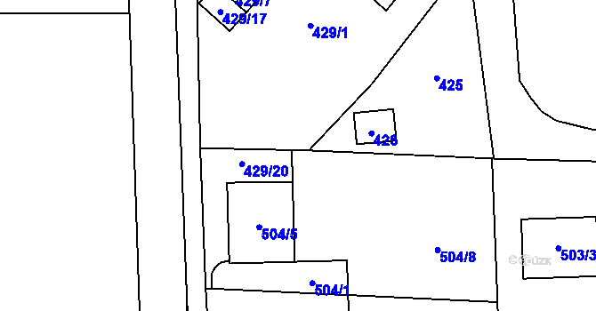 Parcela st. 427/8 v KÚ Ostrovačice, Katastrální mapa