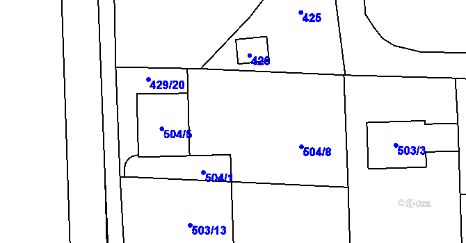 Parcela st. 504/7 v KÚ Ostrovačice, Katastrální mapa