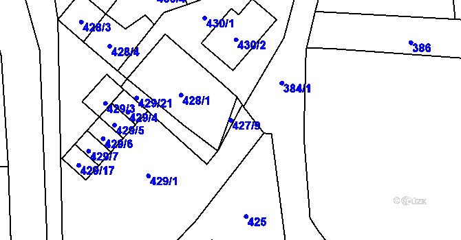 Parcela st. 427/9 v KÚ Ostrovačice, Katastrální mapa