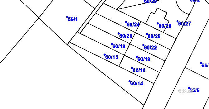 Parcela st. 60/15 v KÚ Ostrovačice, Katastrální mapa