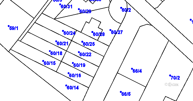 Parcela st. 60/26 v KÚ Ostrovačice, Katastrální mapa