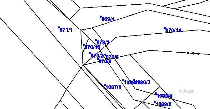 Parcela st. 870/5 v KÚ Ostrovačice, Katastrální mapa