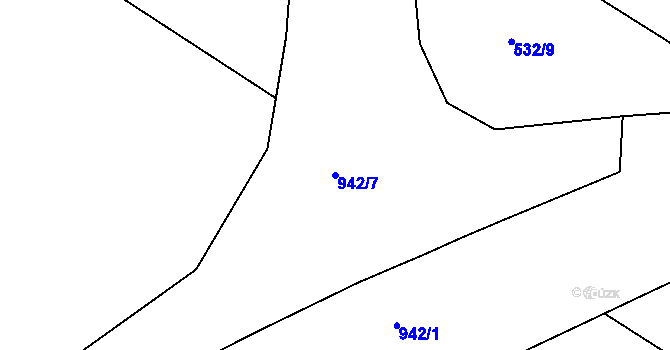 Parcela st. 942/7 v KÚ Ostrovačice, Katastrální mapa
