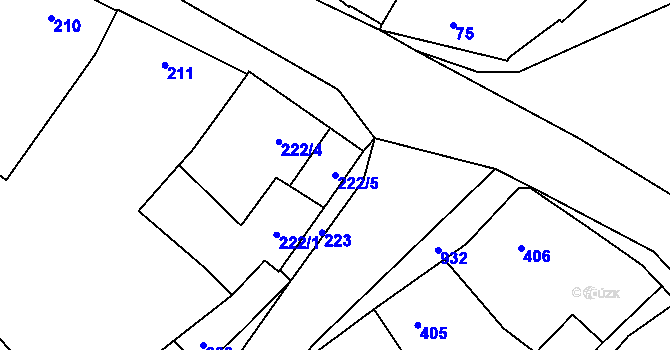 Parcela st. 222/5 v KÚ Ostrovačice, Katastrální mapa
