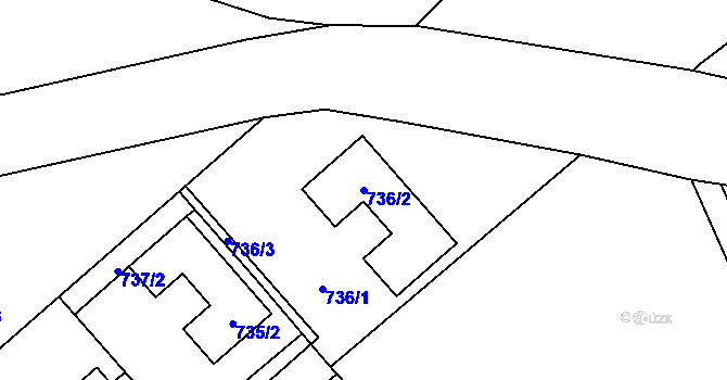 Parcela st. 736/2 v KÚ Ostrovačice, Katastrální mapa