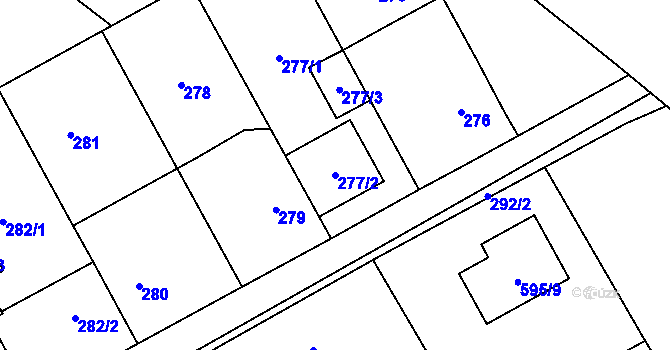 Parcela st. 277/2 v KÚ Ostrovačice, Katastrální mapa