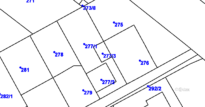 Parcela st. 277/3 v KÚ Ostrovačice, Katastrální mapa