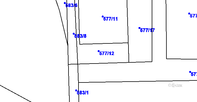 Parcela st. 577/12 v KÚ Ostrovačice, Katastrální mapa