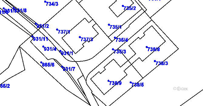 Parcela st. 738/4 v KÚ Ostrovačice, Katastrální mapa