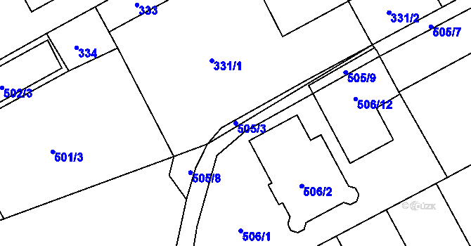 Parcela st. 505/3 v KÚ Ostrovačice, Katastrální mapa