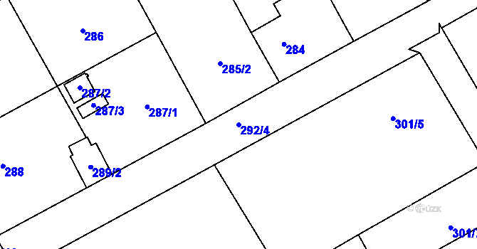 Parcela st. 292/4 v KÚ Ostrovačice, Katastrální mapa