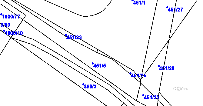 Parcela st. 451/24 v KÚ Ostrovačice, Katastrální mapa