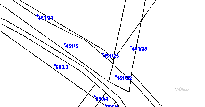 Parcela st. 451/25 v KÚ Ostrovačice, Katastrální mapa