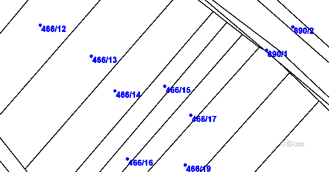 Parcela st. 466/15 v KÚ Ostrovačice, Katastrální mapa