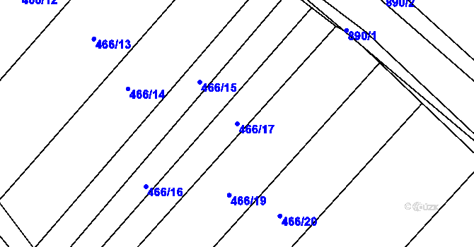 Parcela st. 466/17 v KÚ Ostrovačice, Katastrální mapa