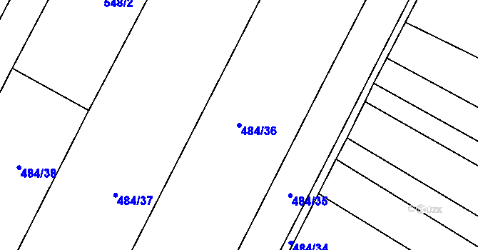 Parcela st. 484/36 v KÚ Ostrovačice, Katastrální mapa
